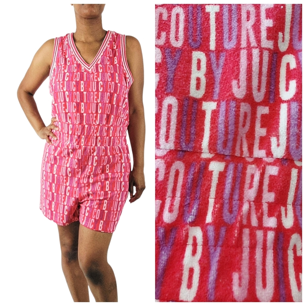 Juicy Couture Terrycloth Red & White Sleeveless Romper